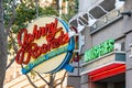 Johnny Rockets Restaurant Sign at San Jose downtown in California