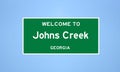 Johns Creek, Georgia city limit sign. Town sign from the USA.