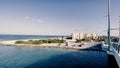 Johns Pass draw bridge overlooking resorts and oceanfront property Royalty Free Stock Photo