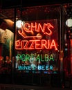 Johns Pizzeria neon sign, in the West Village, New York City Royalty Free Stock Photo