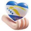 Johnston Atoll flag with heart hand care