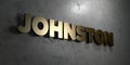 Johnston - Gold sign mounted on glossy marble wall - 3D rendered royalty free stock illustration