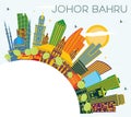 Johor Bahru Malaysia City Skyline with Color Buildings, Blue Sky and Copy Space