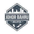 Johor Bahru Malaysia Travel Stamp Icon Skyline City Design Tourism. Seal Passport Mark.