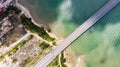 Aerial view of the cable stayed bridge from Johor Bahru to Kota Tinggi highway Royalty Free Stock Photo