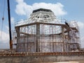 Metal scaffolding is used as a temporary structure that supports works at the construction site.