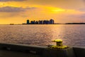 Golden Sunset at Straits of Johor, close to Malaysia-Singapore Second Link, Singapore.