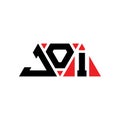 JOI triangle letter logo design with triangle shape. JOI triangle logo design monogram. JOI triangle vector logo template with red Royalty Free Stock Photo