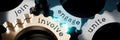 Join, engage, unite, involve - gears concept - 3D illustration Royalty Free Stock Photo