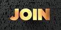 Join - Gold text on black background - 3D rendered royalty free stock picture