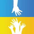 Join hands to help Prayers for all the victims od Ukrainian war with Russia Pray for Ukraine graphic Ukrainian flag.
