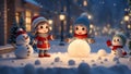 Snowflake Jubilation: Anime Revelry in Winter\'s Embrace. AI generate