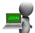 Join On Laptop Shows Subscribing Membership Or Volunteer Online Royalty Free Stock Photo