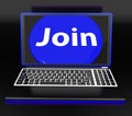 Join On Laptop Shows Subscribing Membership Or Volunteer Online Royalty Free Stock Photo