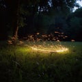 Fireflies racing across the environment