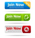 Join now modern minimal button collection Royalty Free Stock Photo