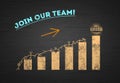 Join our successful business team concept. group of drawing people on Increasing Chart bar. Figure one help other. Teamwork Royalty Free Stock Photo