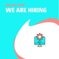 Join Our Team. Busienss Company Computer setting We Are Hiring Poster Callout Design. Vector background