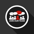 Join Our Team Button With Group Of People - Vector Illustration On Gray Background And Long Shadow Royalty Free Stock Photo