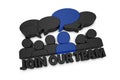 Join Our Team Concept Banner With Group Of People - Black And Blue 3D Illustration Isolated On White Background