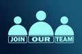 Join our team concept with people silhouettes and text on blue gradient background Royalty Free Stock Photo