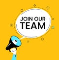 Join our team concept. WE\'RE HIRING banner. Open Recruitment Creative Ad.Looking for Talents Advertising.