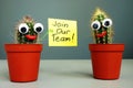 Join our team and two smiling cactuses.