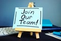 Join our team written text. Hiring and recruitment