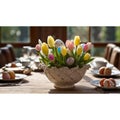 Join the spring celebration with a vibrant easter brunch tableau: eggs, tulips, and joy abound!