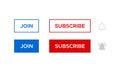 Join, Subscribe, and Bell Icon Vector. Button Set of Video Channel