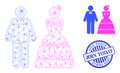 Join Today Grunge Rubber Imprint and Web Mesh Wedding Pair Vector Icon