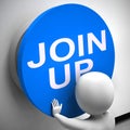 Join up concept icon means registration or signing up - 3d illustration