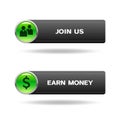 Join us and earn money buttons