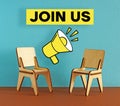 Join us Joining Membership Recruitment Hiring Concept is shown using the text Royalty Free Stock Photo