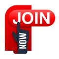 Join Us Now button - decorative web element Royalty Free Stock Photo