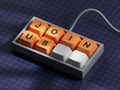 Join us word on Computer keyboard keys on wood table Royalty Free Stock Photo