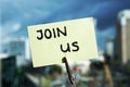 Join us written Royalty Free Stock Photo