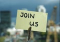 Join us written Royalty Free Stock Photo