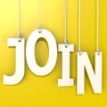 Join word hang on yellow background