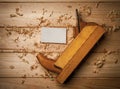 Joiner tools on wood table background Royalty Free Stock Photo