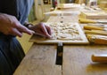 Joiner working on a piece of wood Royalty Free Stock Photo