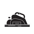 Joinery machine black vector concept icon. Joinery machine flat illustration, sign Royalty Free Stock Photo