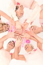 Joining hands, breast cancer support Royalty Free Stock Photo