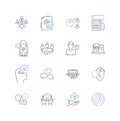 Joint alliance line icons collection. Collaboration, Partnership, Unity, Synergy, Coalition, Alliance, Fellowship vector