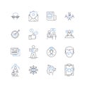 Joint enterprise line icons collection. Conspiracy, Accomplice, Collaboration, Cooperation, Sharing, Partnership, Unity