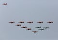 Joint flypast of British Red Arrows and Royal Bahrain Air Force