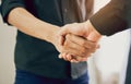 Joint Hands of Two Businessmen After Negotiating a Successful Business Agreement, And the handshake together. Royalty Free Stock Photo