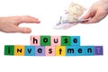 Joint house investment in toy block letters Royalty Free Stock Photo