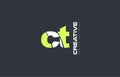 green letter ct c t combination logo icon company design joint j