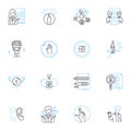 Joint operation linear icons set. Collaboration, Unified, Cohesion, Coordinated, Convergence, Integration, Synergy line